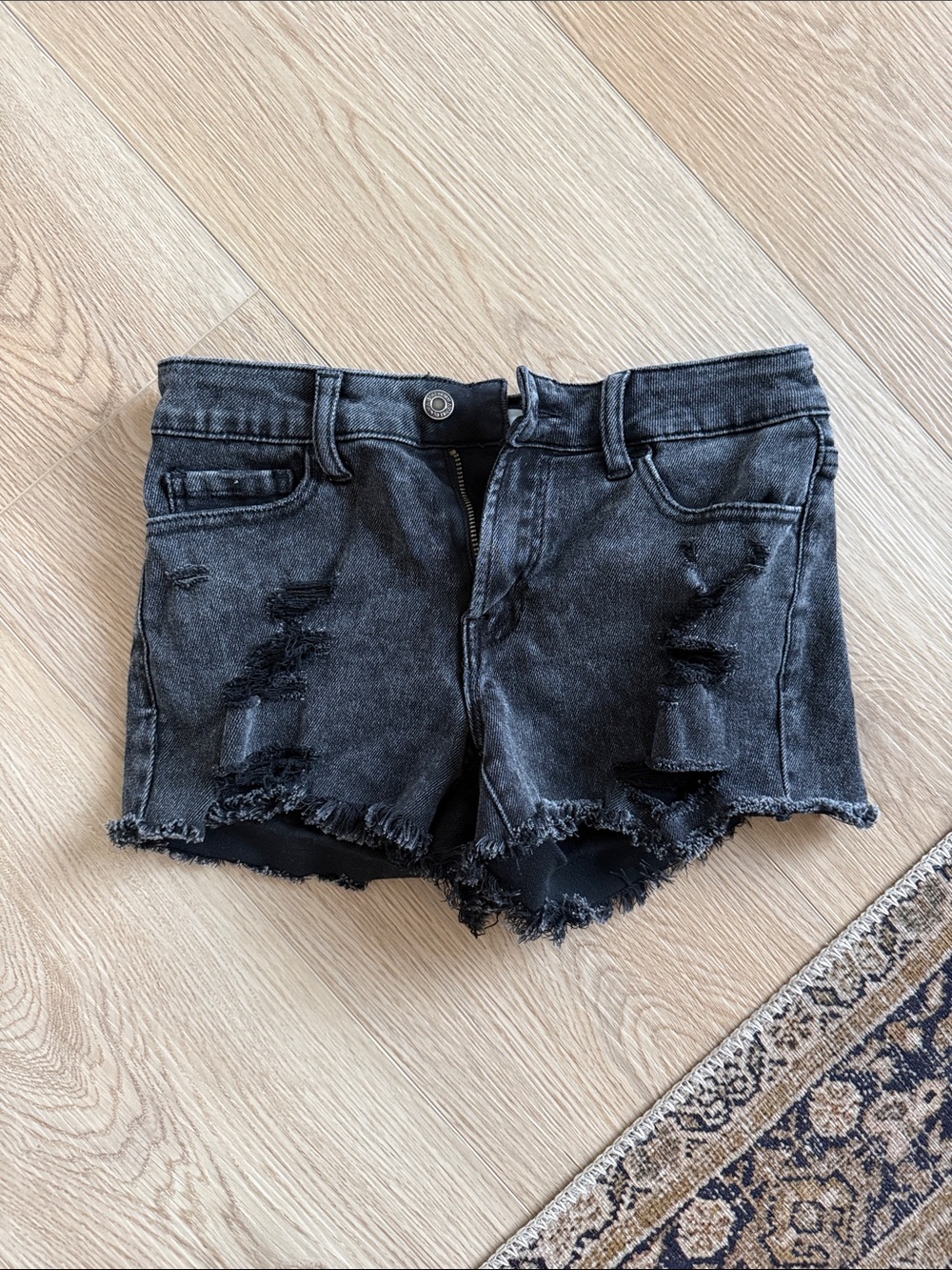 Women’s Black Distressed Denim Shorts